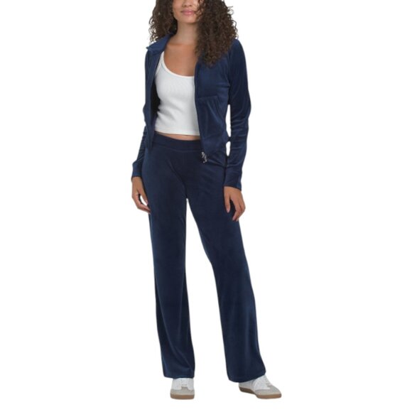 JUICY COUTURE 2 PC Velour Tracksuit Size L Rhinestone Bling Black Sweatsuit NWT - Picture 4 of 13